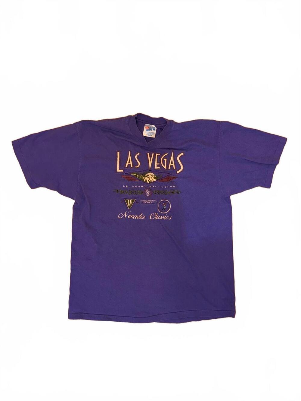 Vintage 90s Las Vegas Nevada Classics T-Shirt Purple Hanes Beefy-T XL